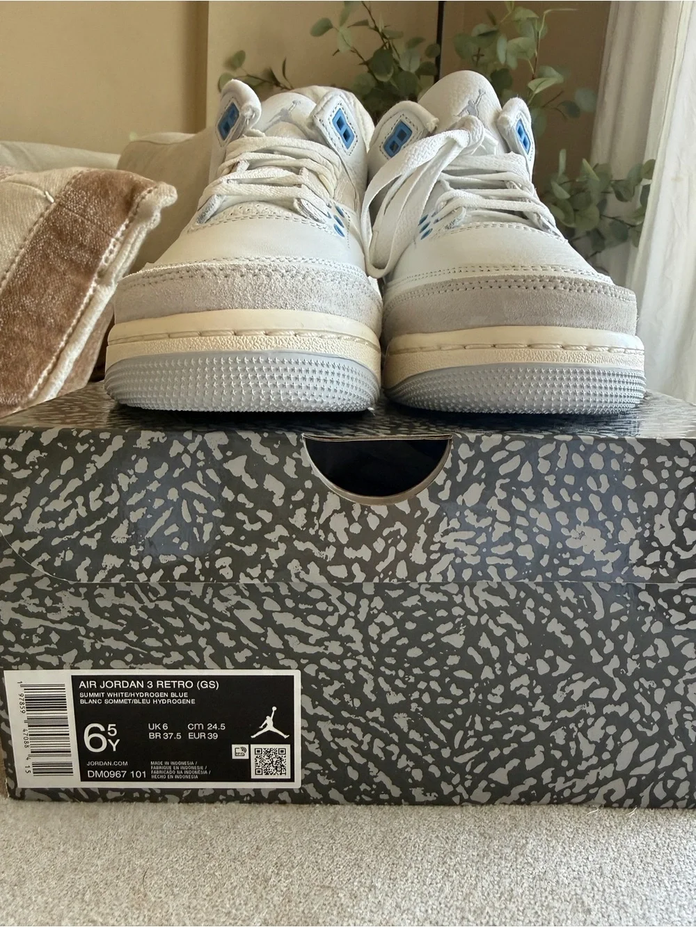 Air Jordan 3 Retro White and Light Blue Sneakers